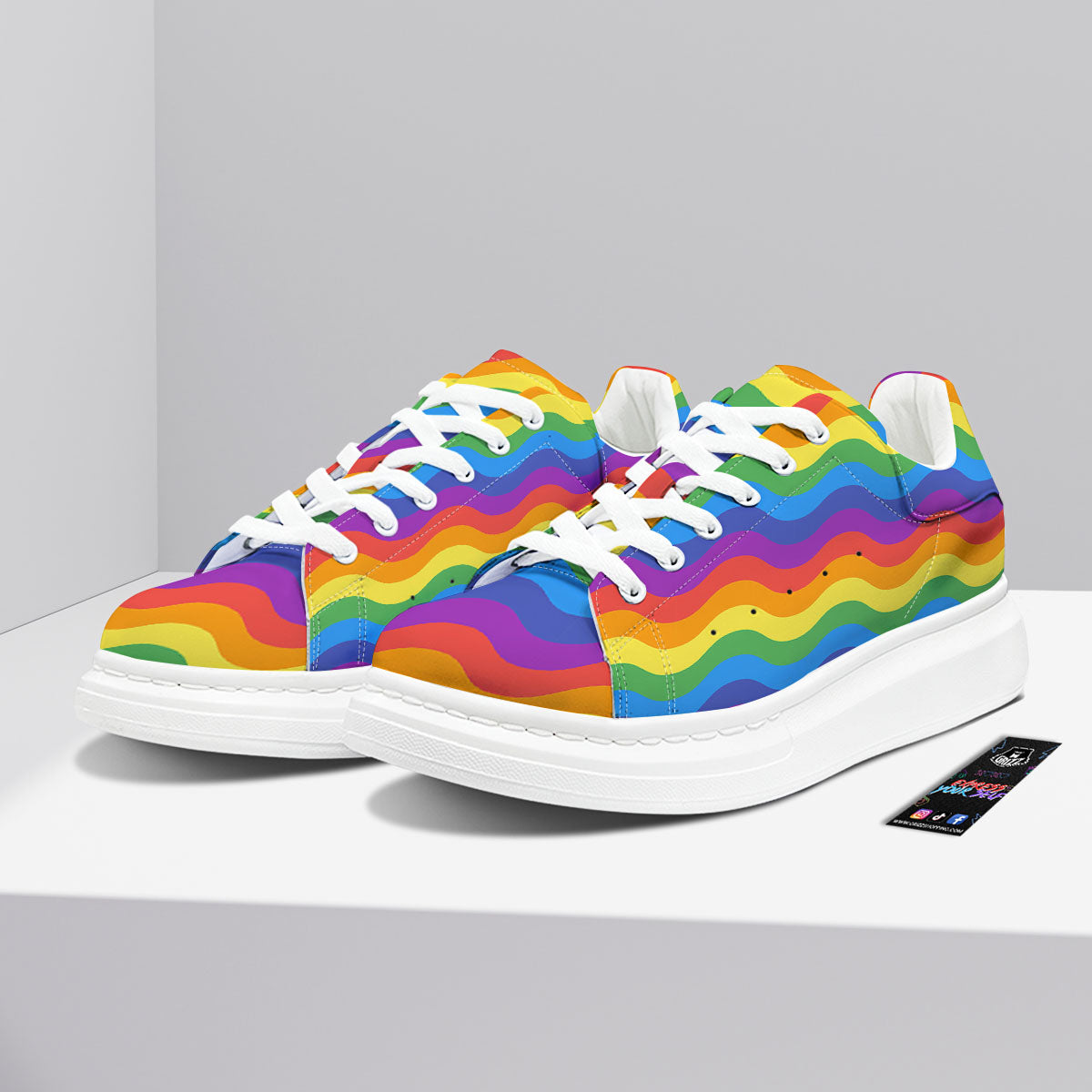 Wave Rainbow Print Pattern Platform Shoes-grizzshop