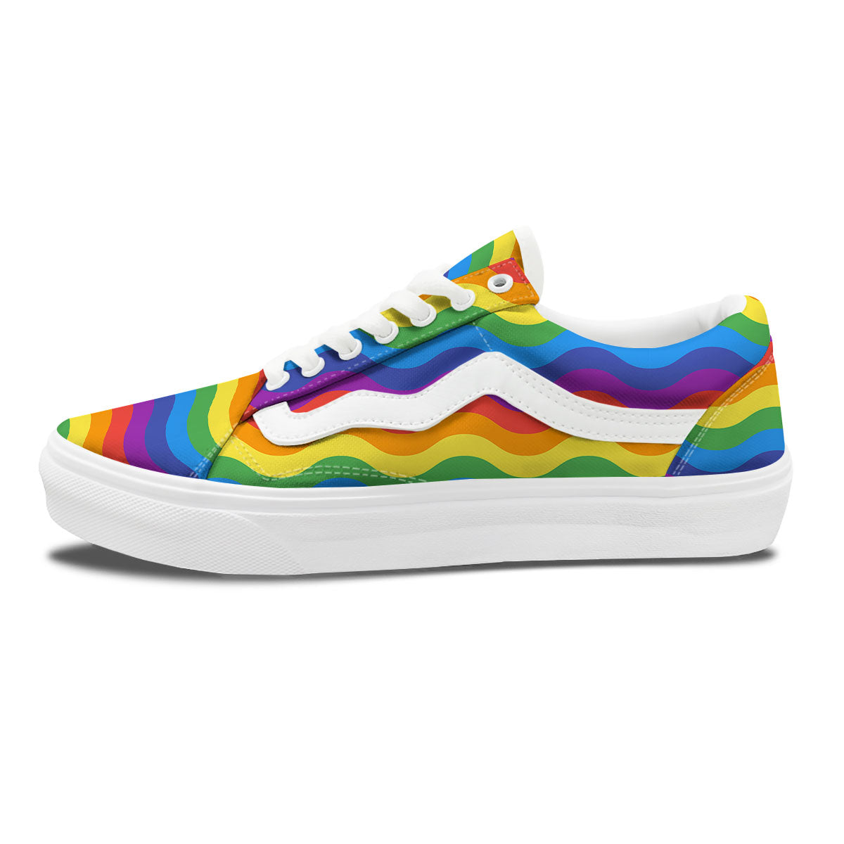 Wave Rainbow Print Pattern Skate Shoes-grizzshop