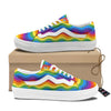 Wave Rainbow Print Pattern Skate Shoes-grizzshop