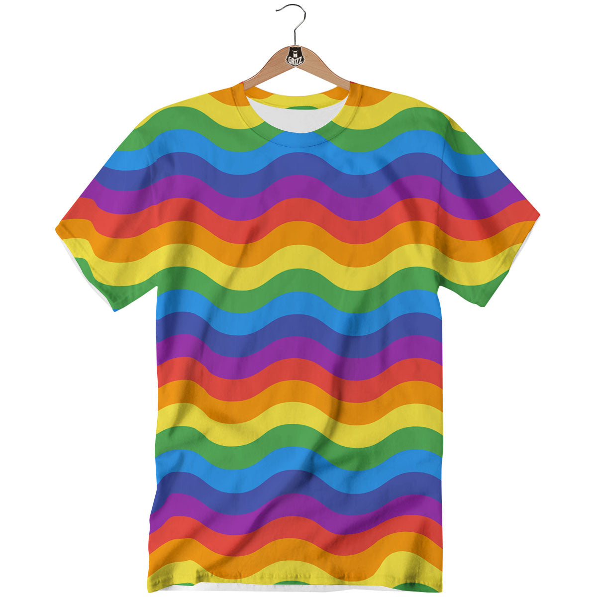 Wave Rainbow Print Pattern T-Shirt-grizzshop