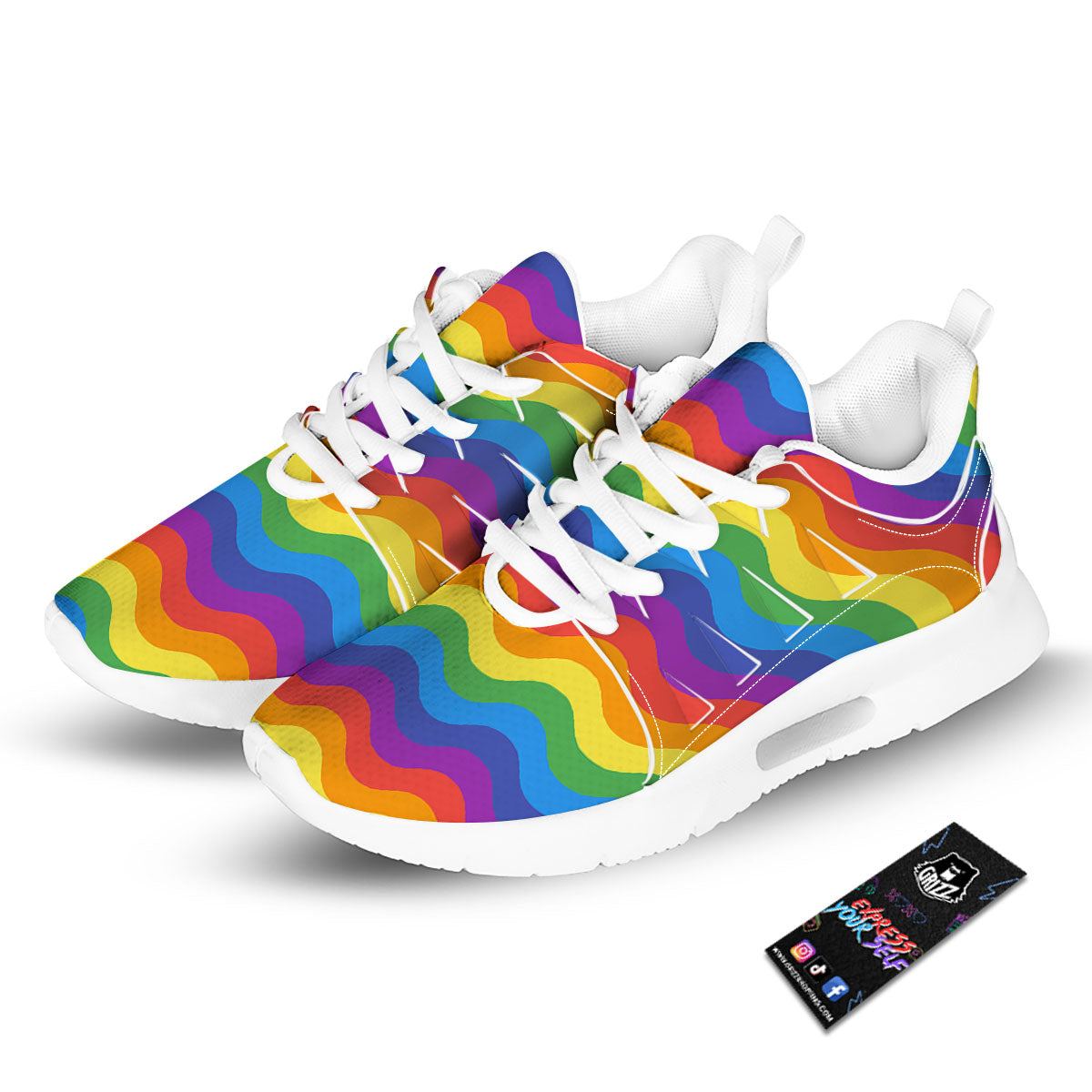 Wave Rainbow Print Pattern Tennis Shoes-grizzshop