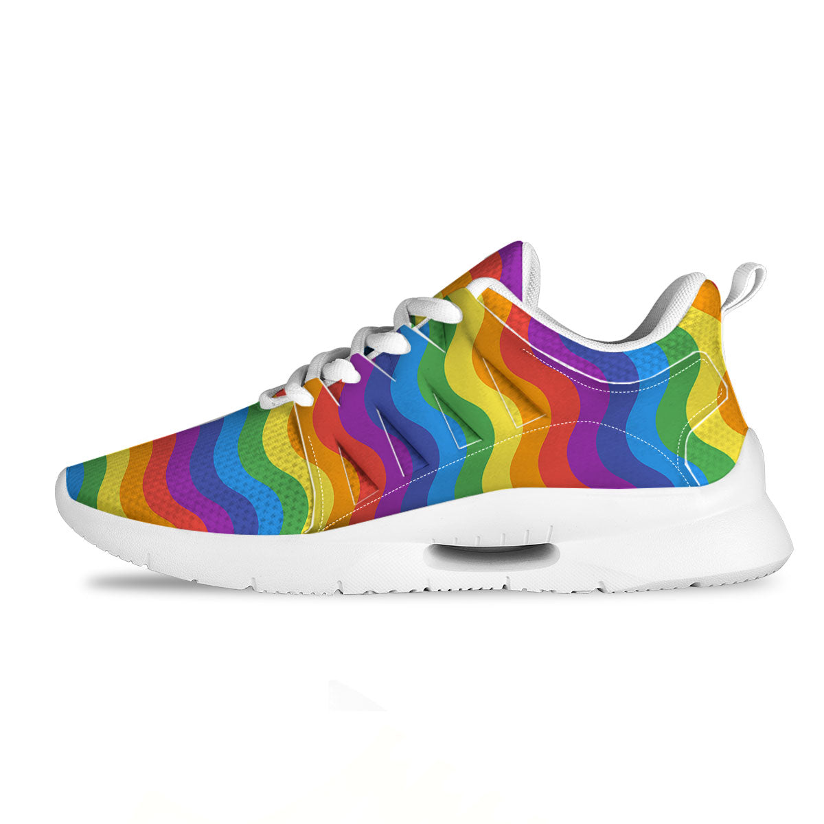 Wave Rainbow Print Pattern Tennis Shoes-grizzshop