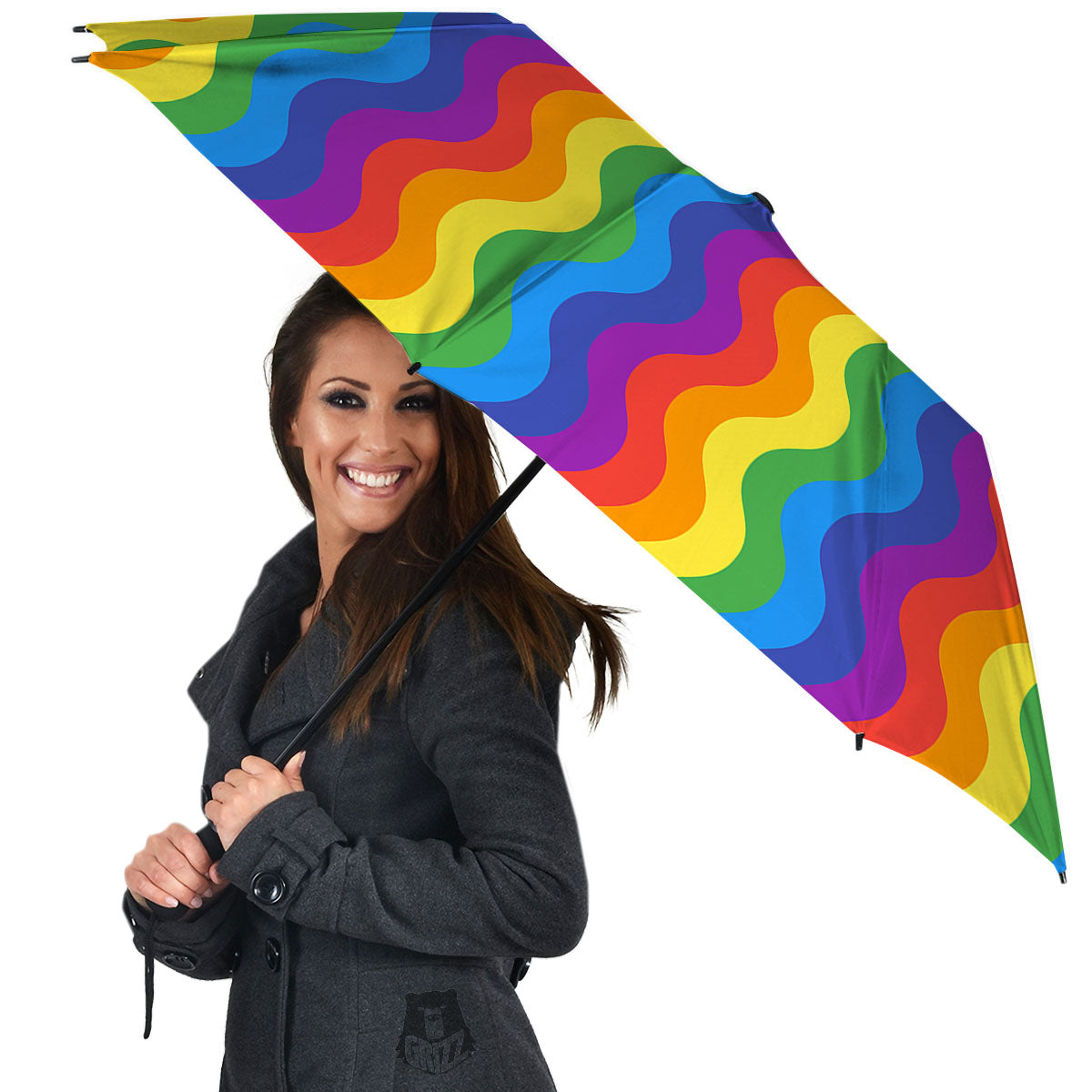 Wave Rainbow Print Pattern Umbrella-grizzshop