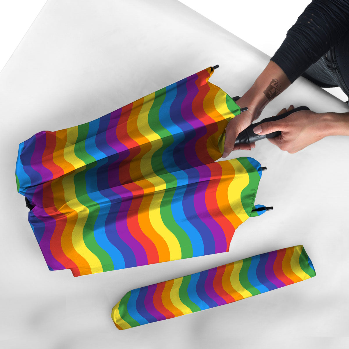 Wave Rainbow Print Pattern Umbrella-grizzshop