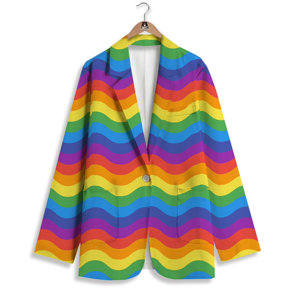 Wave Rainbow Print Pattern Women's Blazer-grizzshop