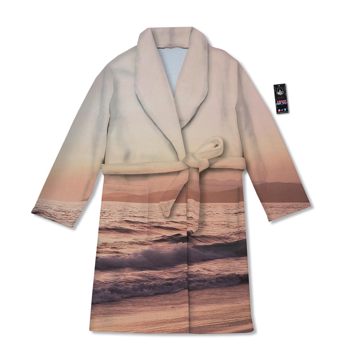 Wave Sunrise Print Bathrobe-grizzshop