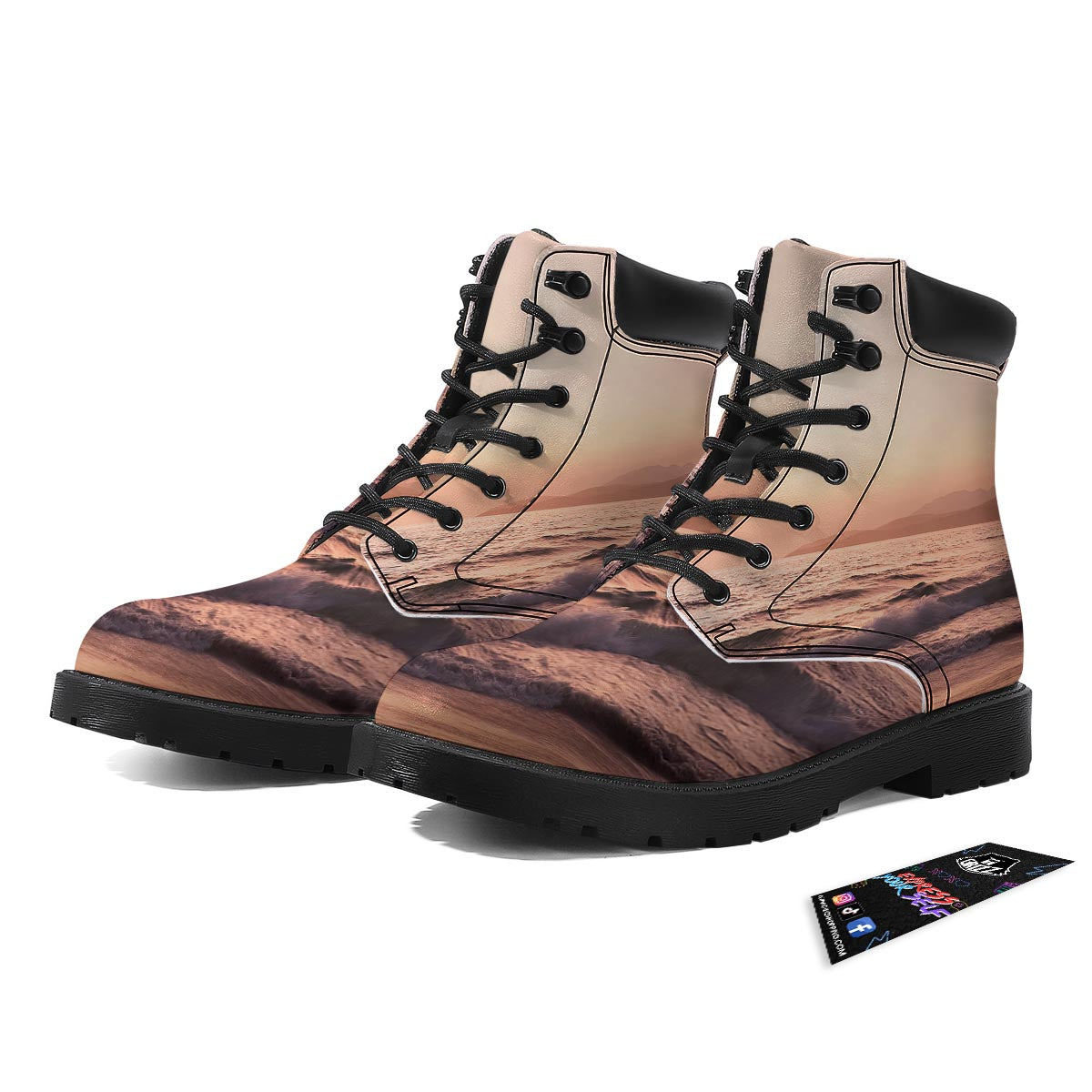 Wave Sunrise Print Boots-grizzshop