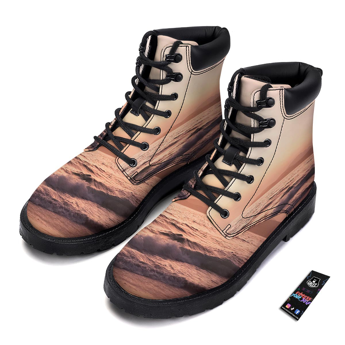 Wave Sunrise Print Boots-grizzshop