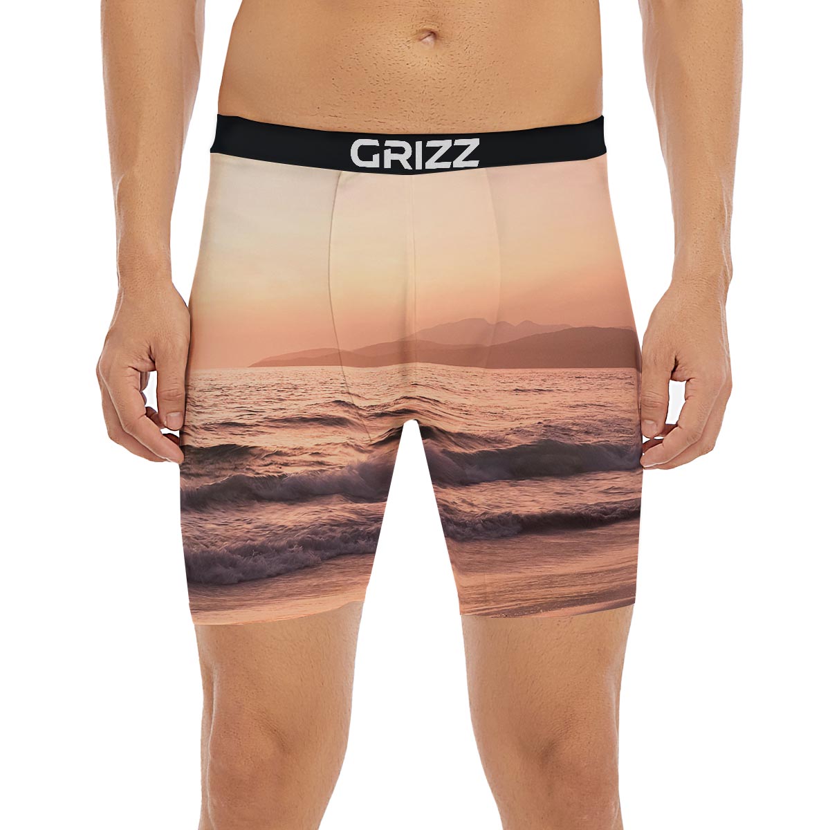 Wave Sunrise Print Boxer Briefs-grizzshop