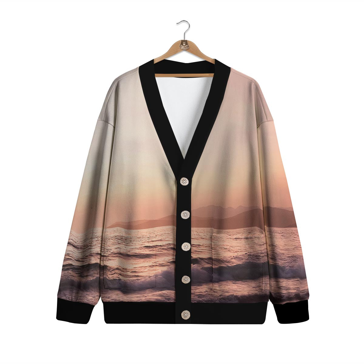 Wave Sunrise Print Cardigan-grizzshop