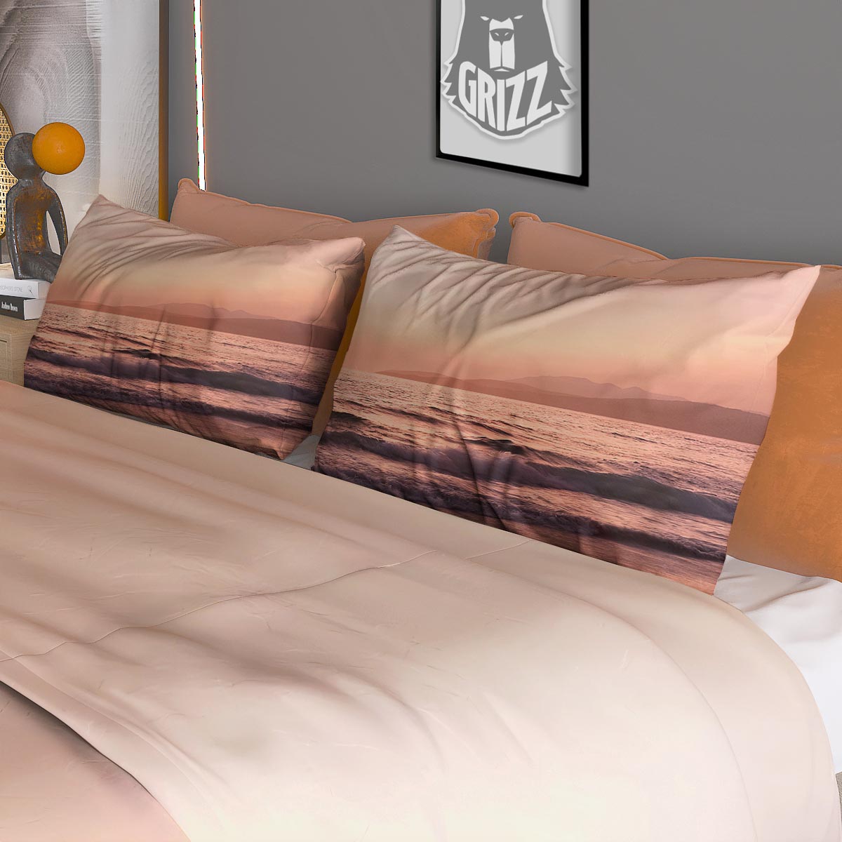 Wave Sunrise Print Duvet Cover Bedding Set