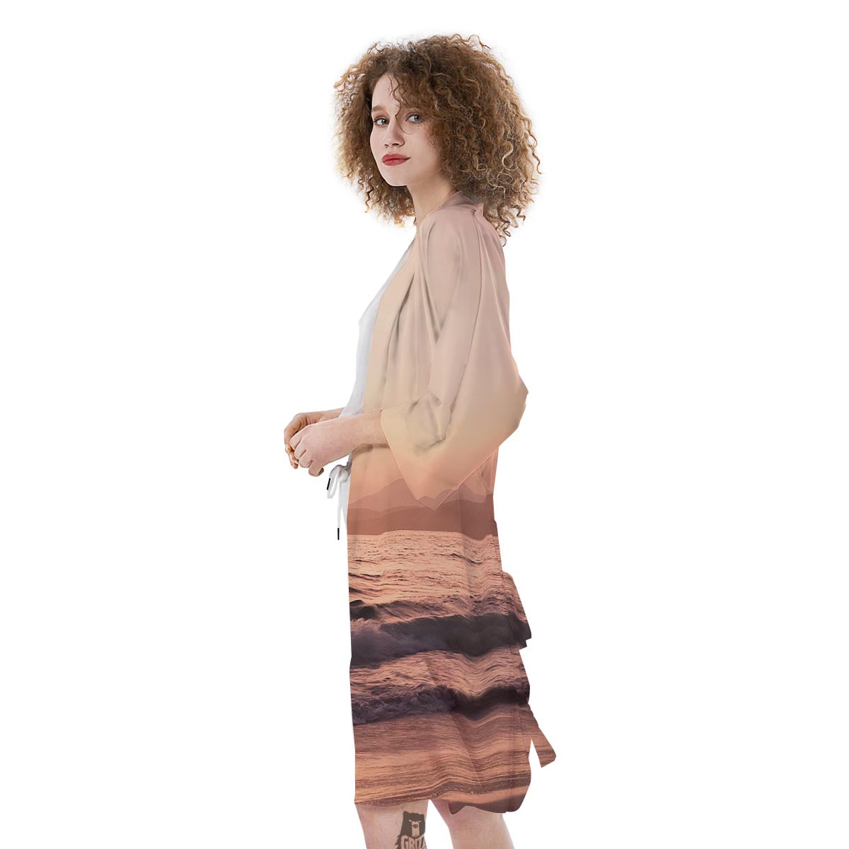 Wave Sunrise Print Kimono-grizzshop