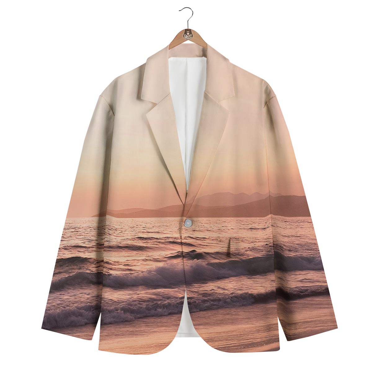Wave Sunrise Print Men's Blazer-grizzshop