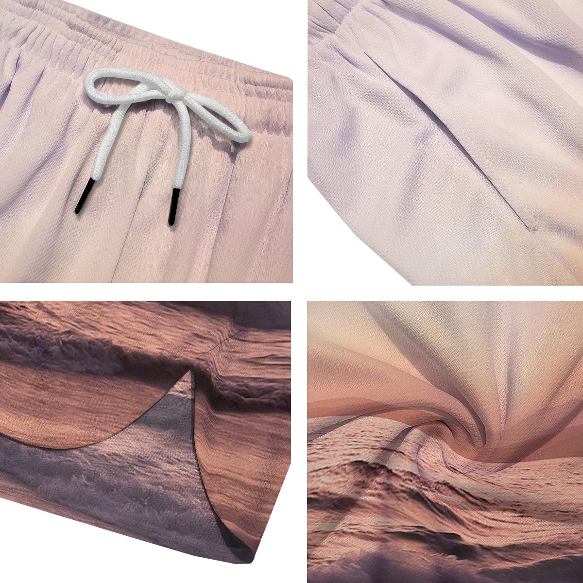 Wave Sunrise Print Men's Running Shorts-grizzshop