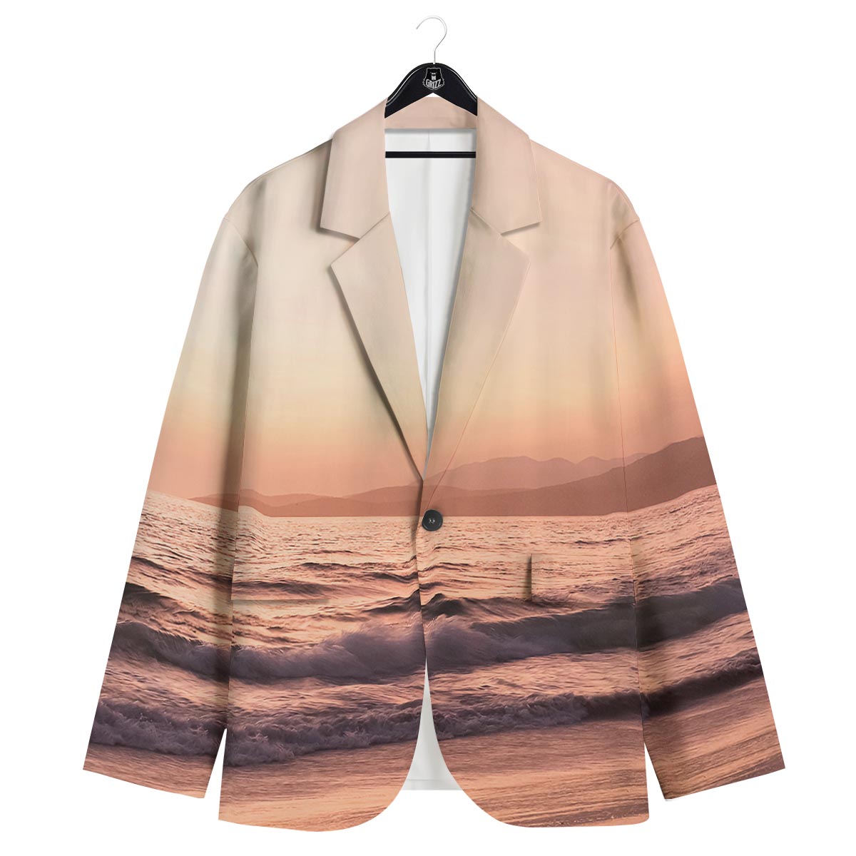 Wave Sunrise Print Men's Sport Coat-grizzshop