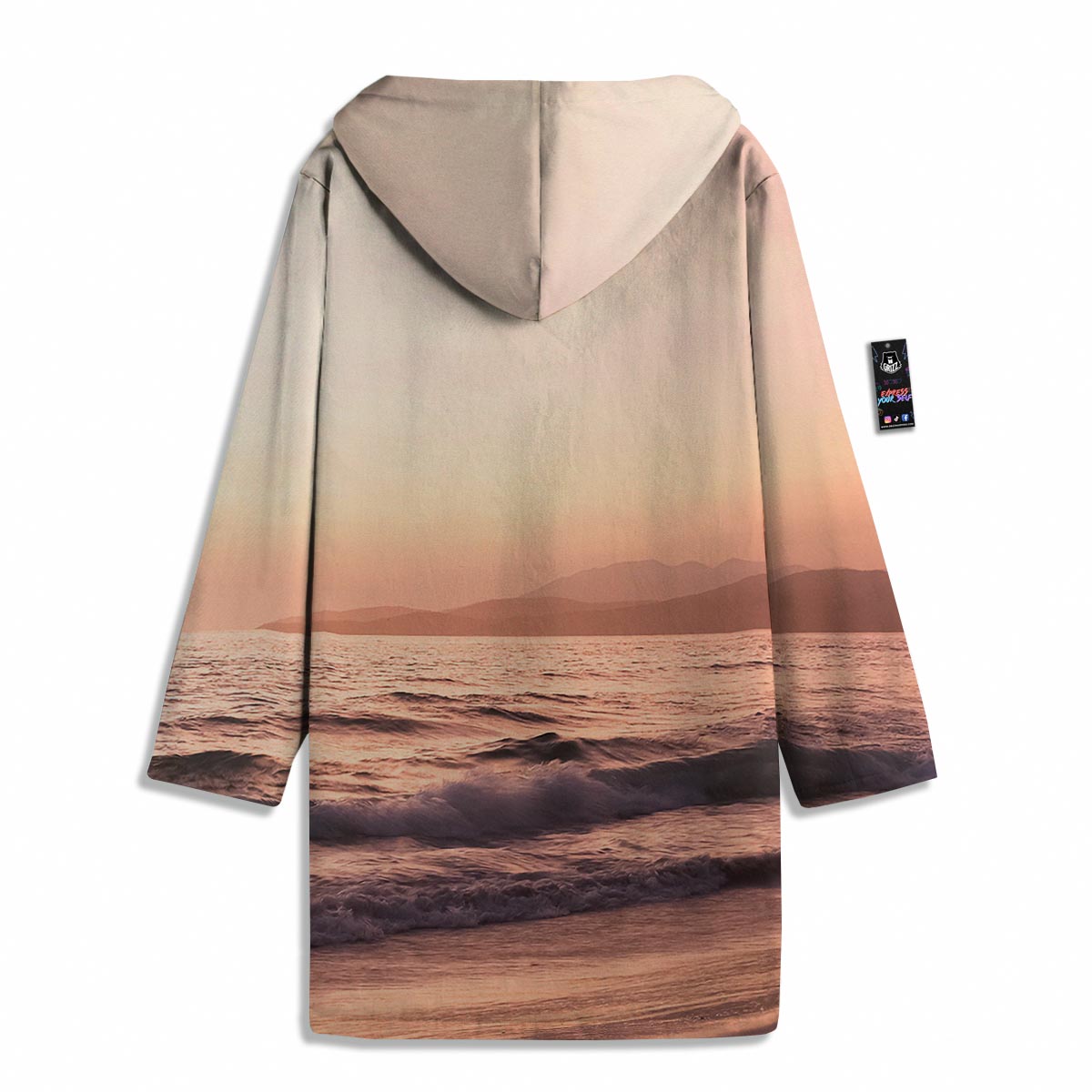 Wave Sunrise Print Men's Windbreaker Jacket-grizzshop