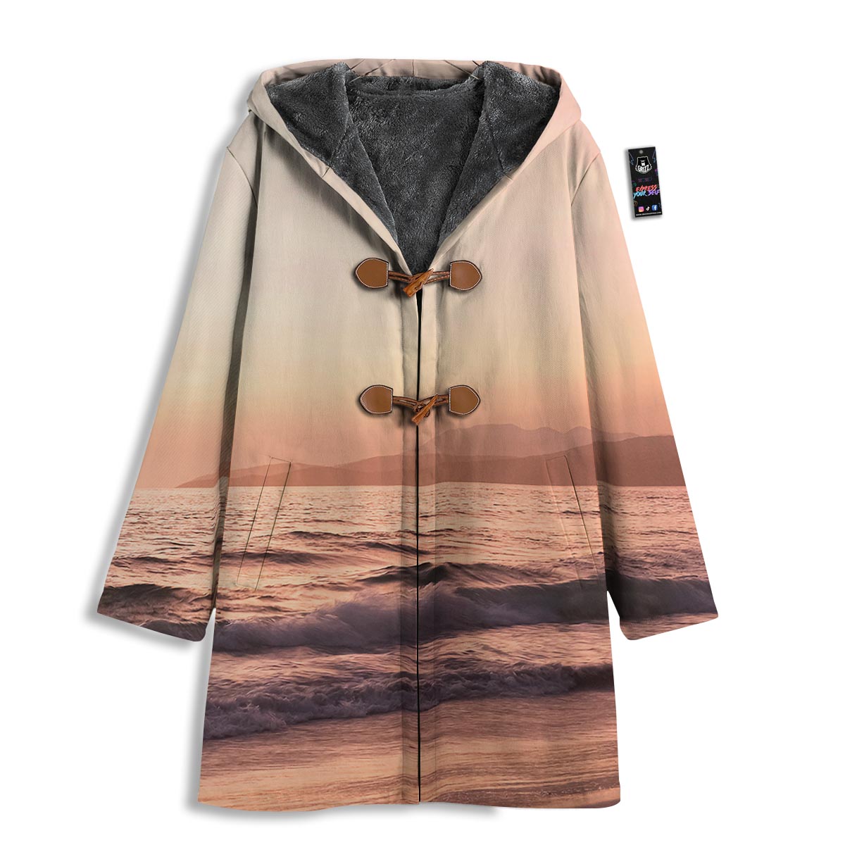 Wave Sunrise Print Men's Windbreaker Jacket-grizzshop
