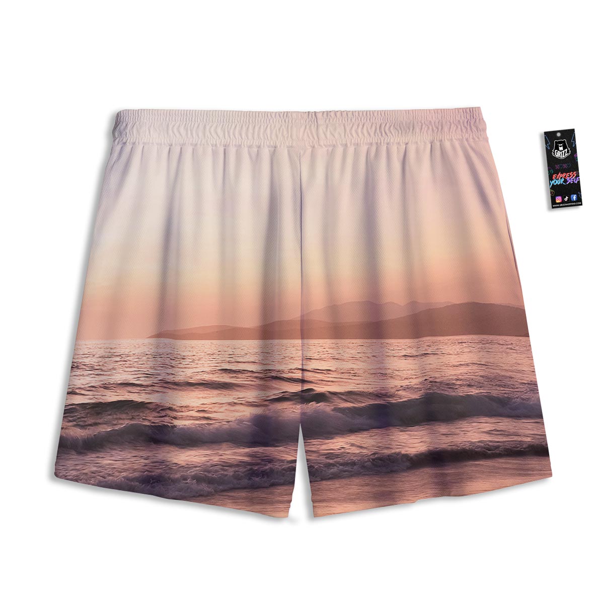 Wave Sunrise Print Mesh Shorts