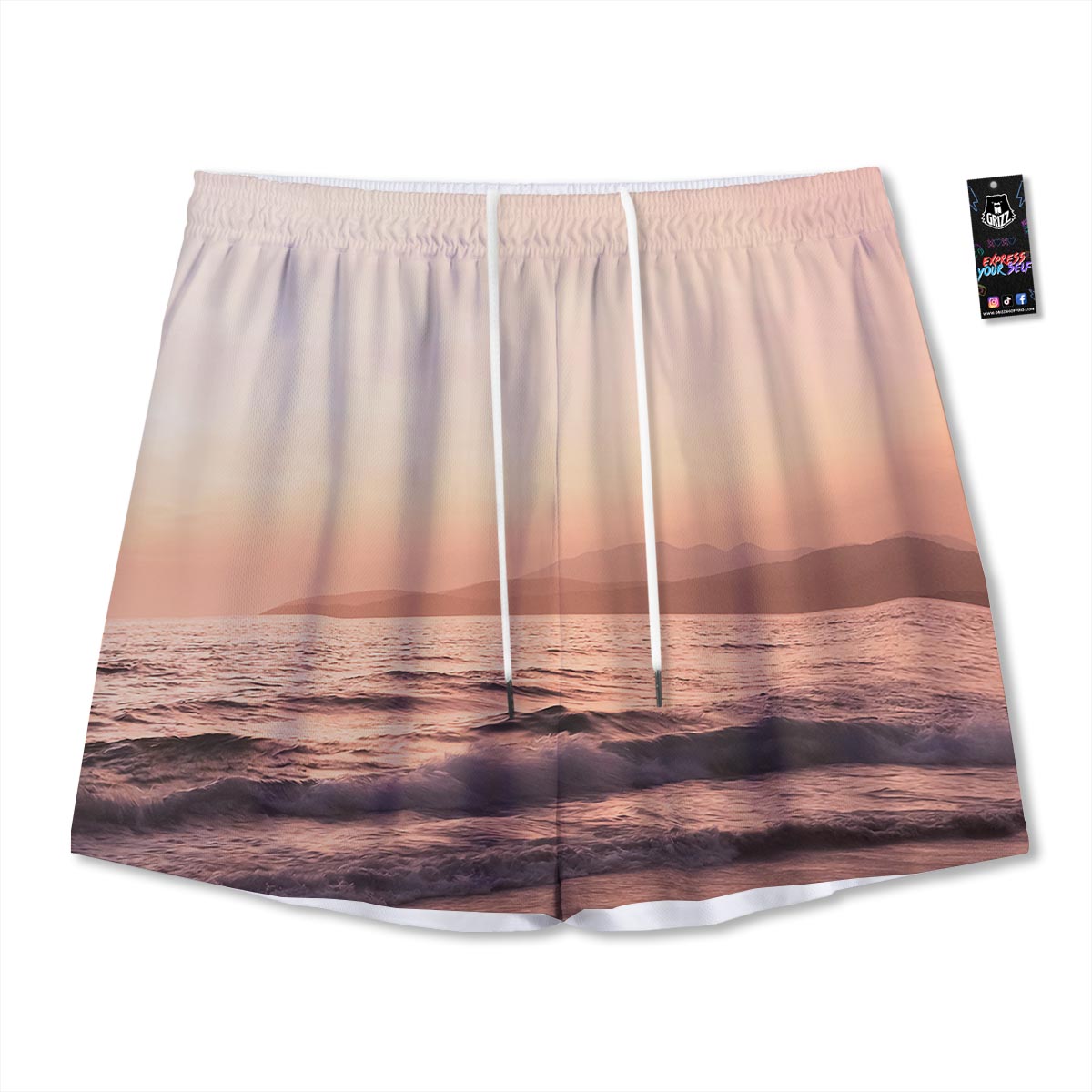 Wave Sunrise Print Mesh Shorts