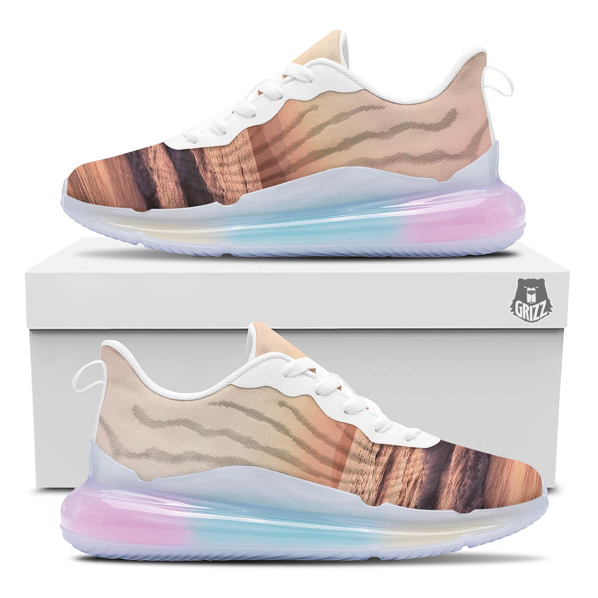Wave Sunrise Print Running Sneakers-grizzshop