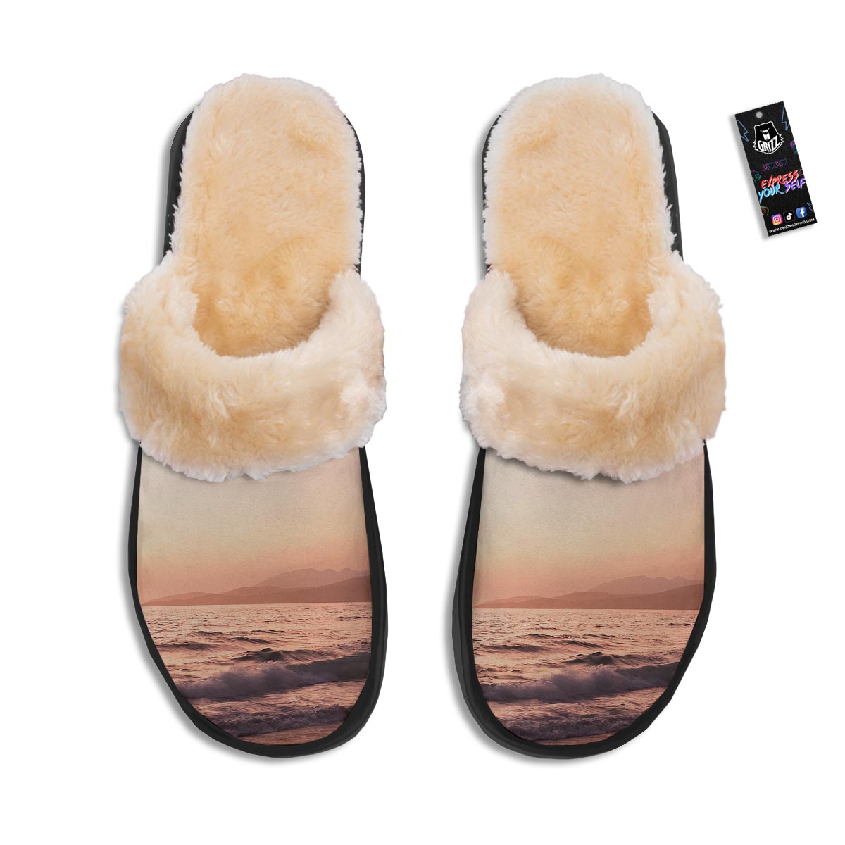 Wave Sunrise Print Slippers-grizzshop