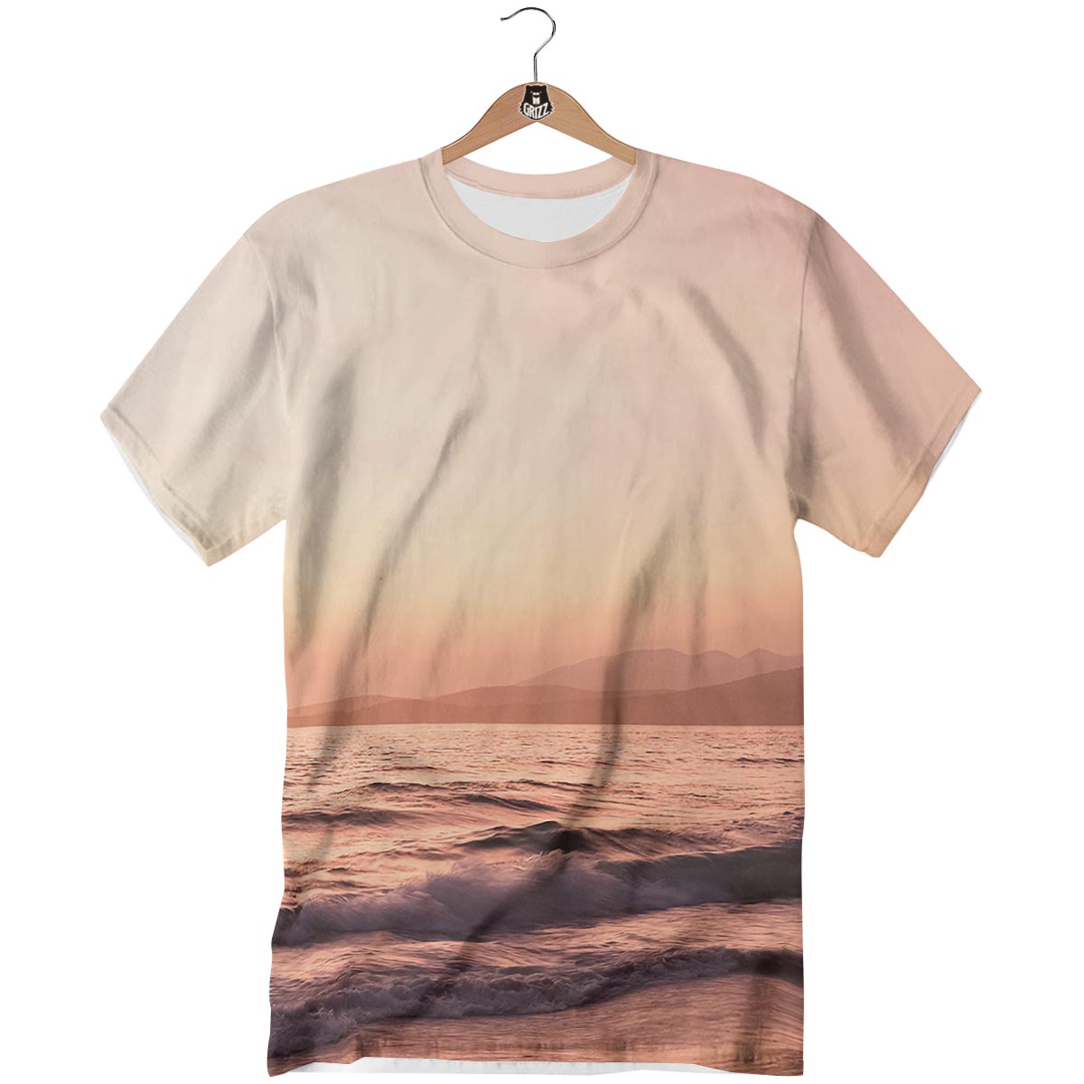 Wave Sunrise Print T-Shirt-grizzshop