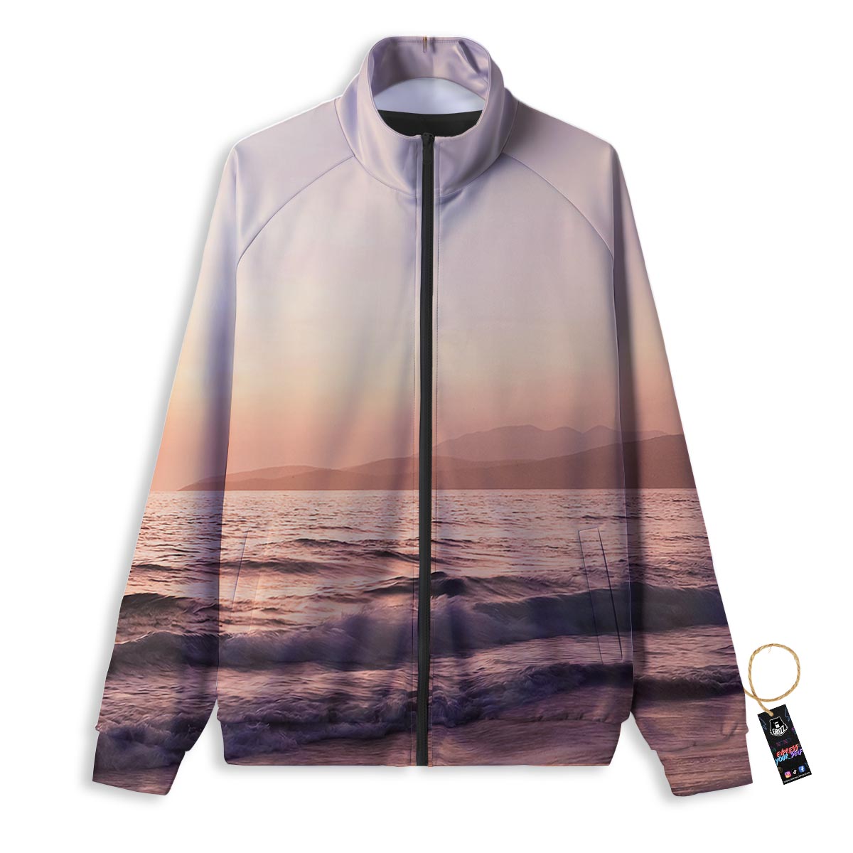 Wave Sunrise Print Track Jacket-grizzshop