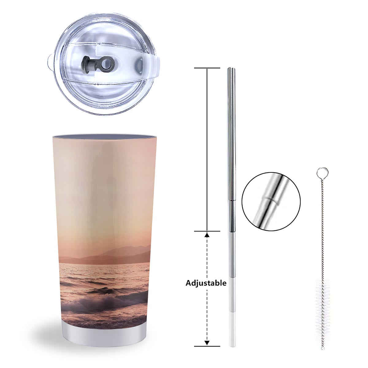 Wave Sunrise Print Tumbler-grizzshop