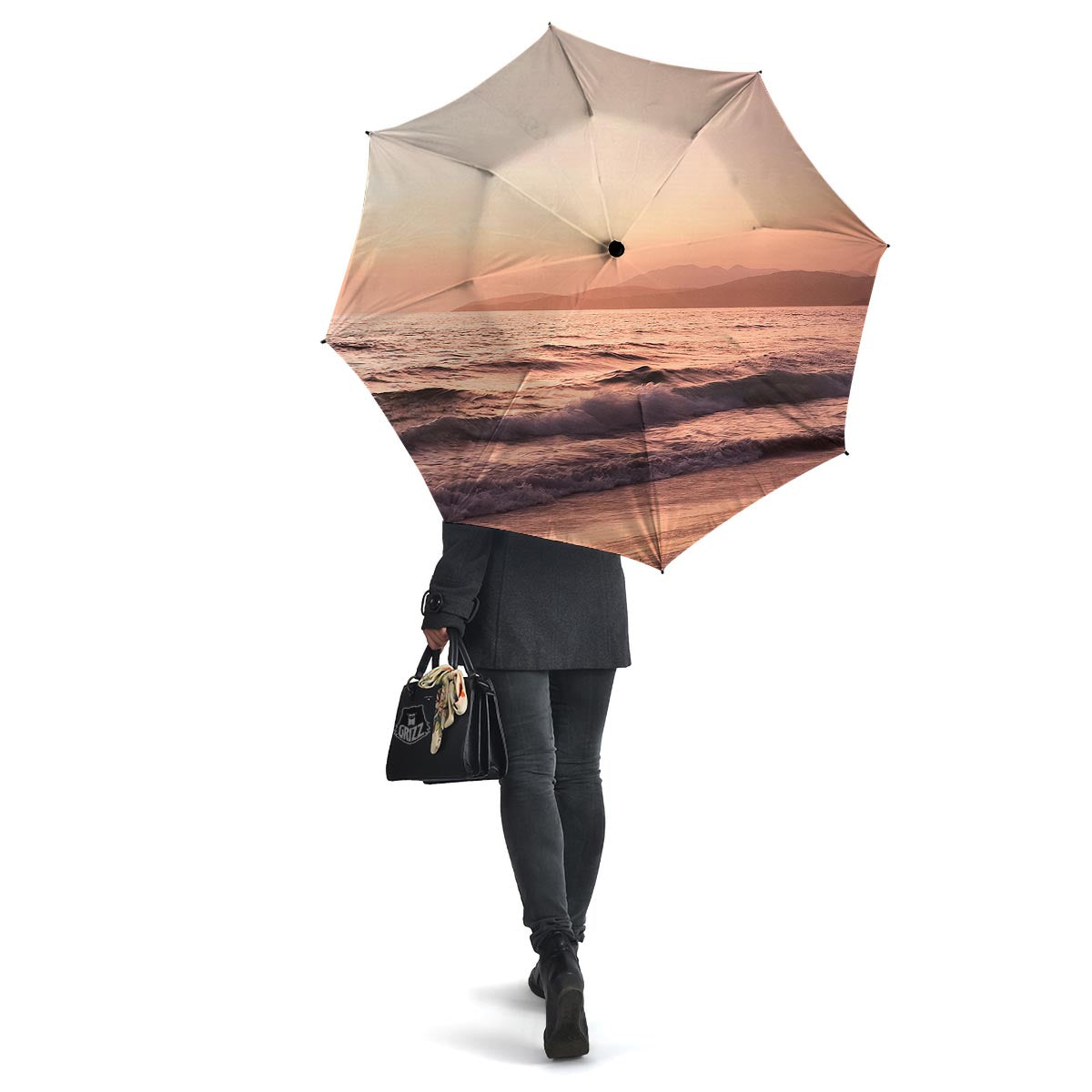 Wave Sunrise Print Umbrella-grizzshop