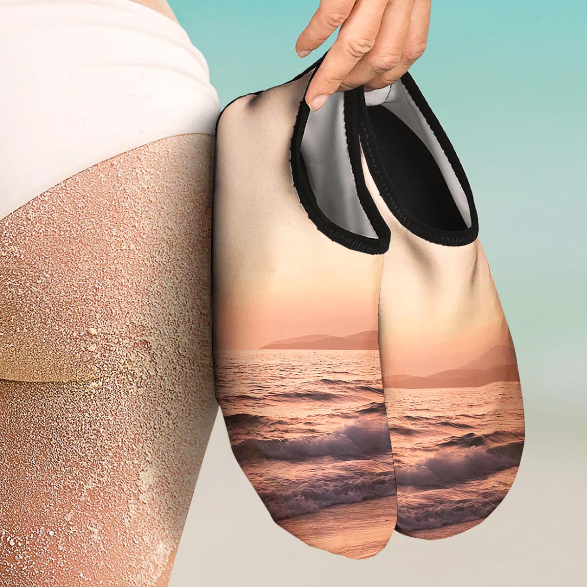 Wave Sunrise Print Water Shoes-grizzshop