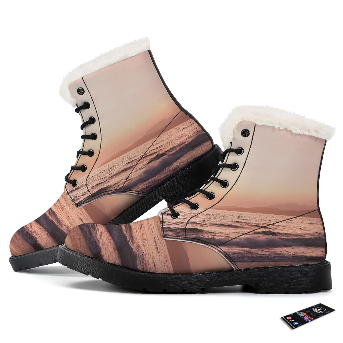 Wave Sunrise Print Winter Boots-grizzshop