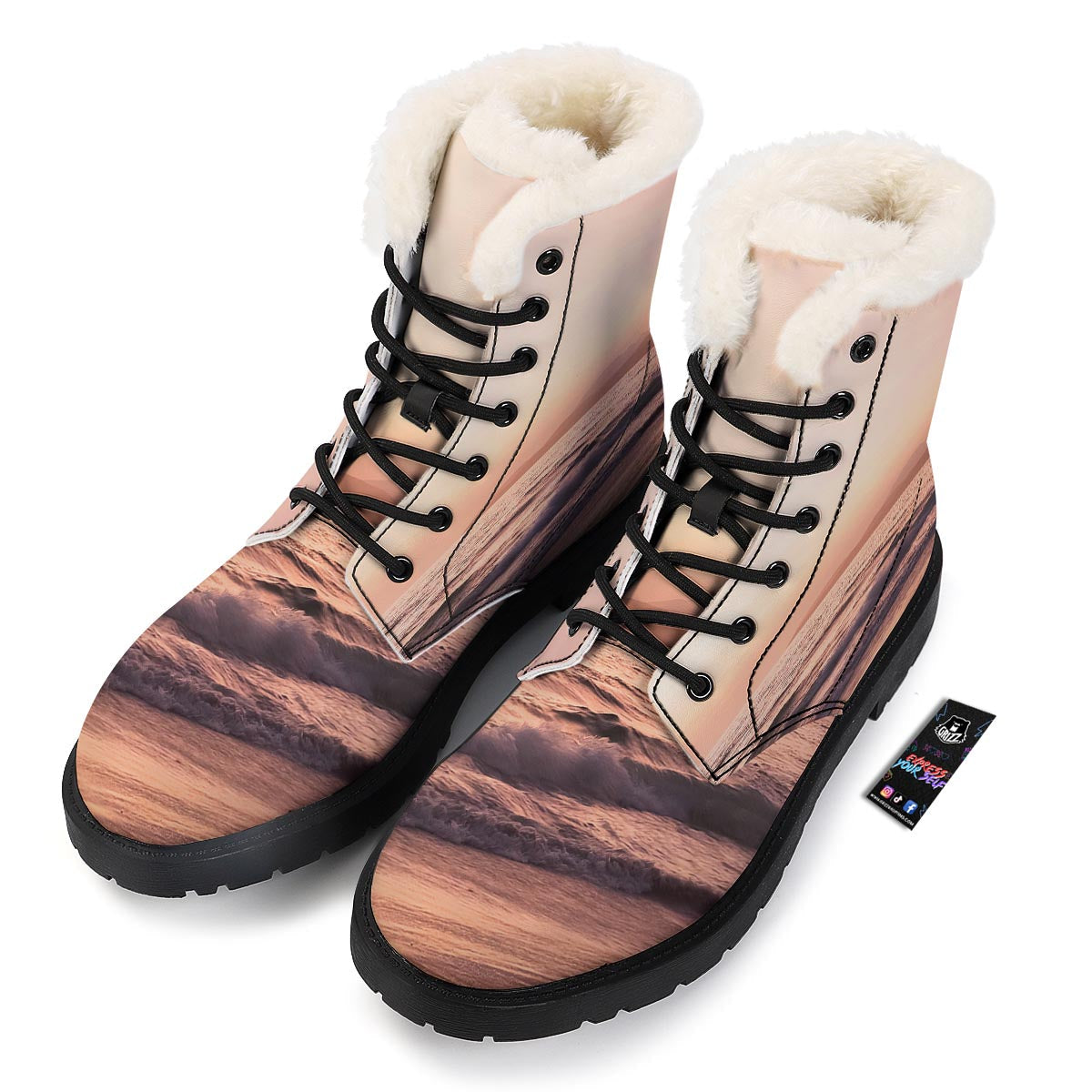 Wave Sunrise Print Winter Boots-grizzshop