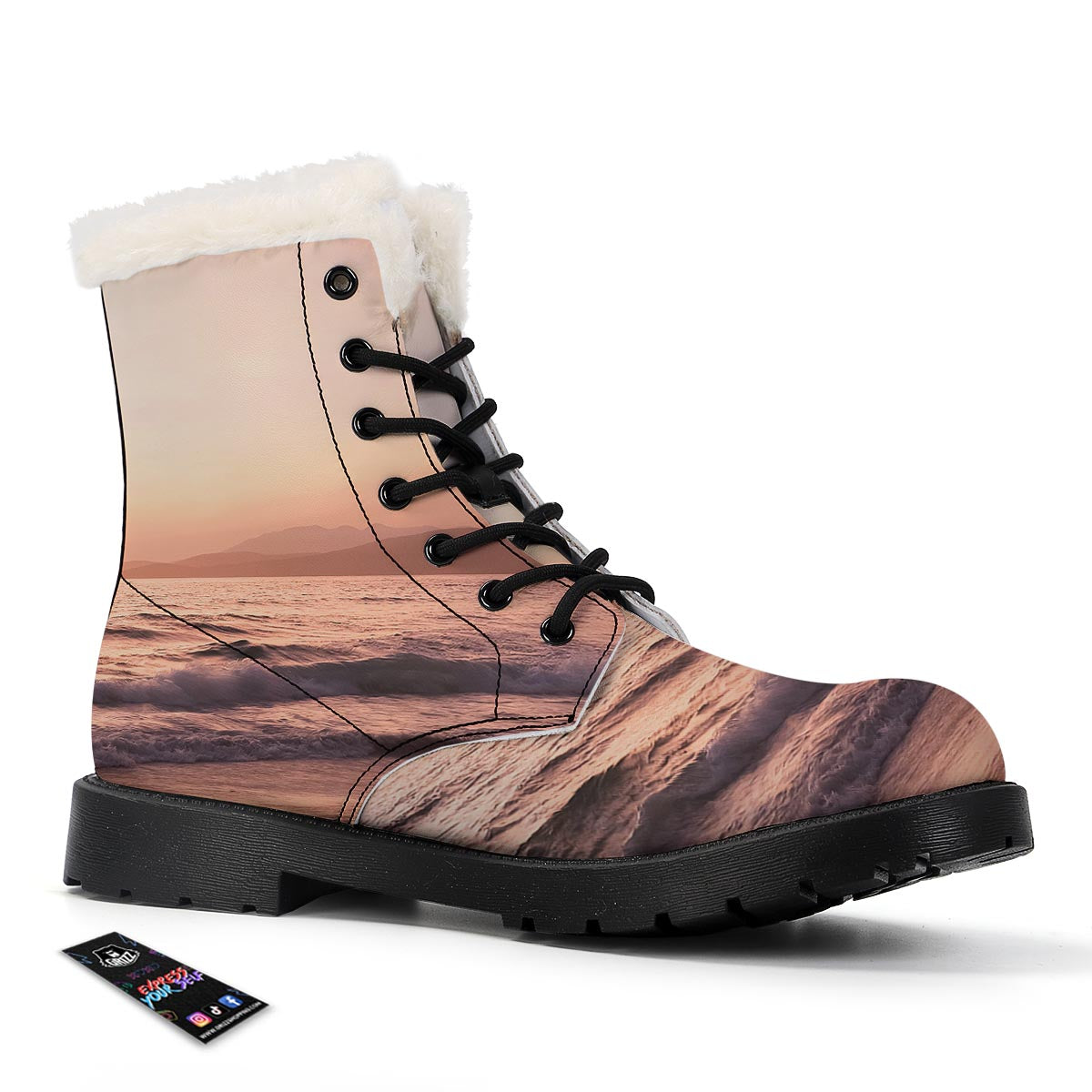 Wave Sunrise Print Winter Boots-grizzshop