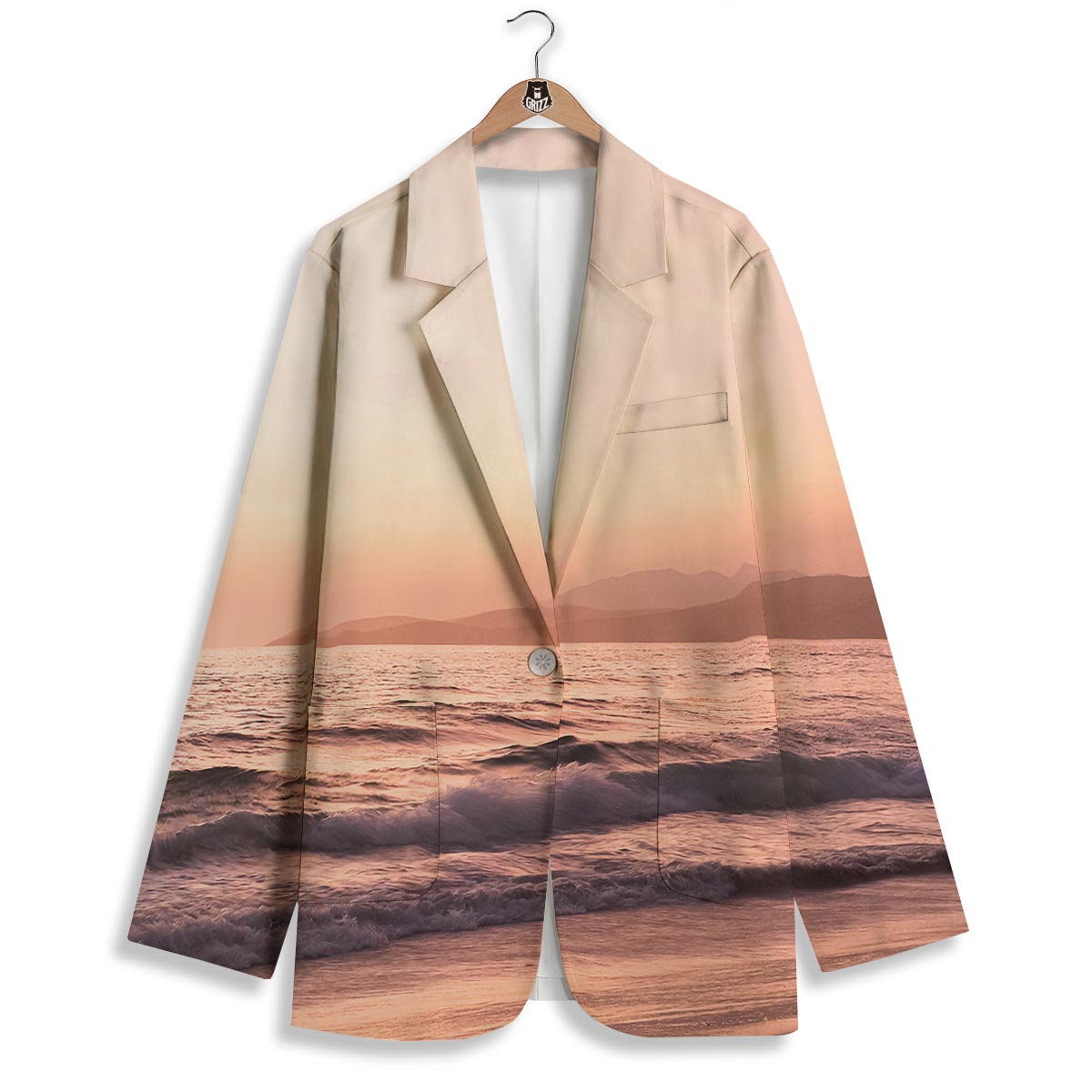 Wave Sunrise Print Women's Blazer-grizzshop