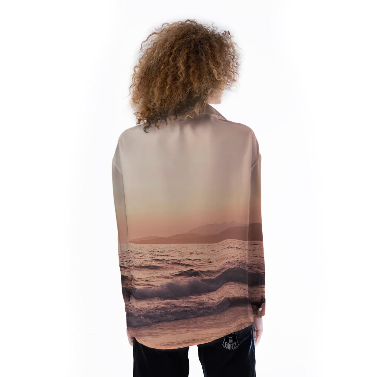 Wave Sunrise Print Women's Long Sleeve Shirts-grizzshop