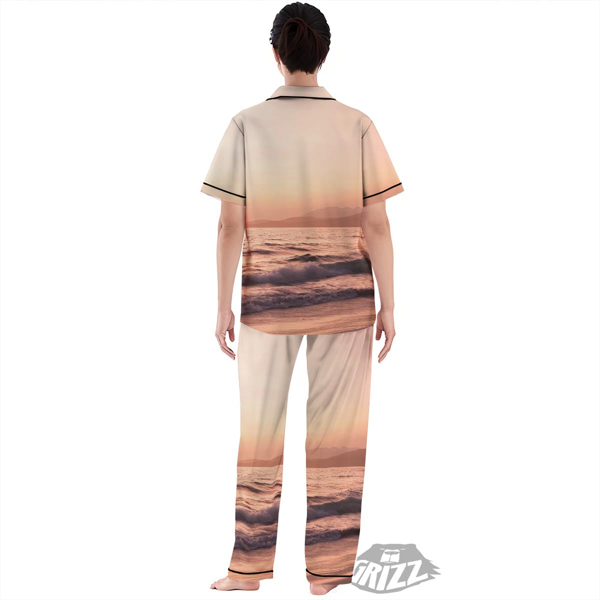 Wave Sunrise Print Women's Pajamas Set-grizzshop