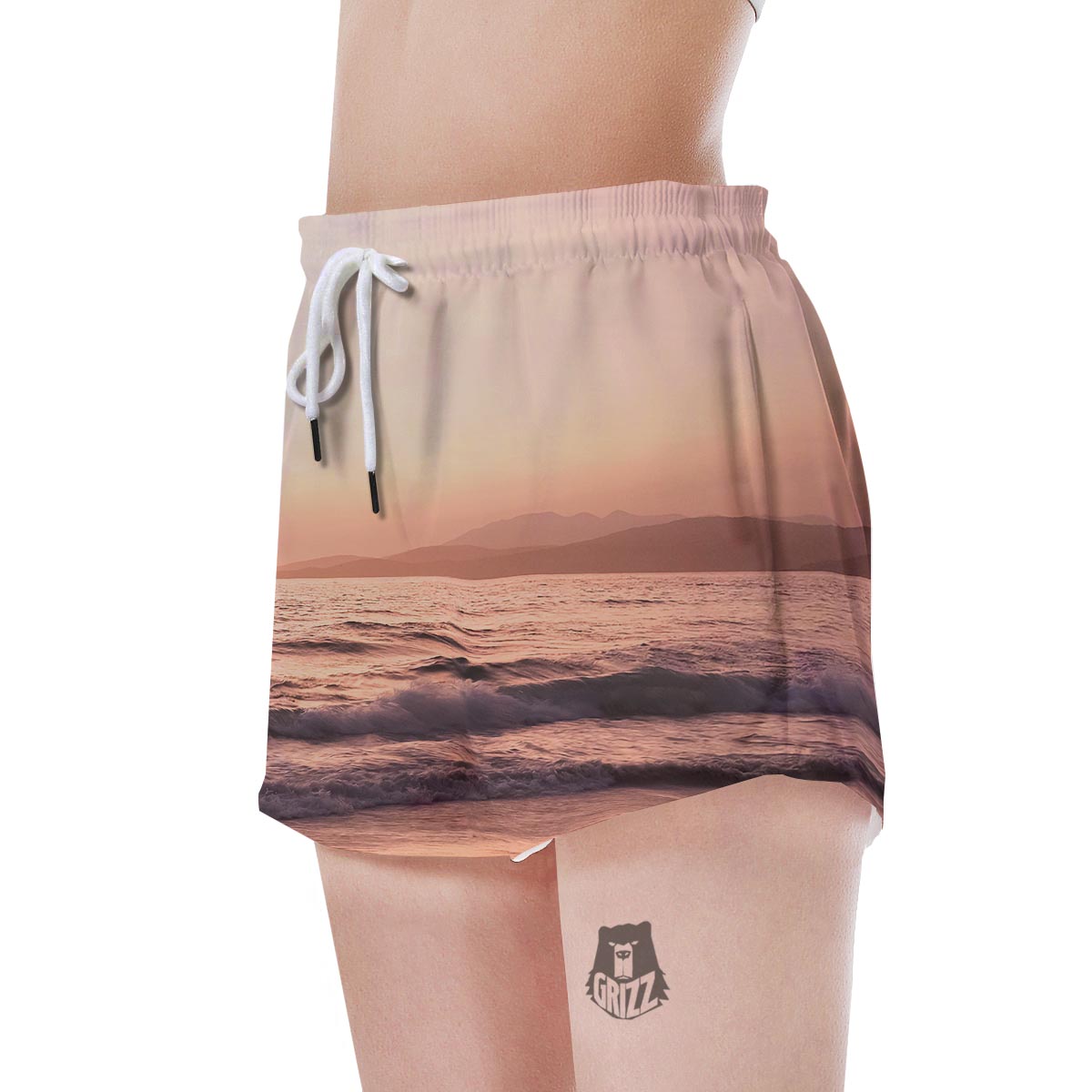 Wave Sunrise Print Women's Shorts-grizzshop