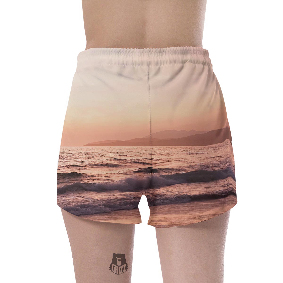 Wave Sunrise Print Women's Shorts-grizzshop