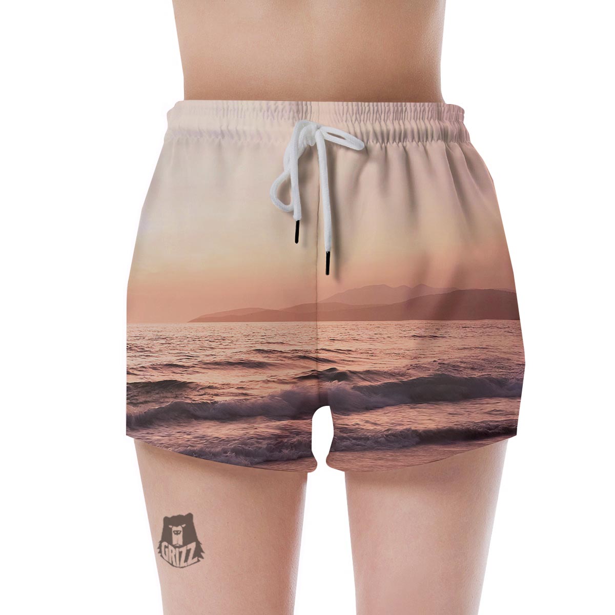 Wave Sunrise Print Women's Shorts-grizzshop