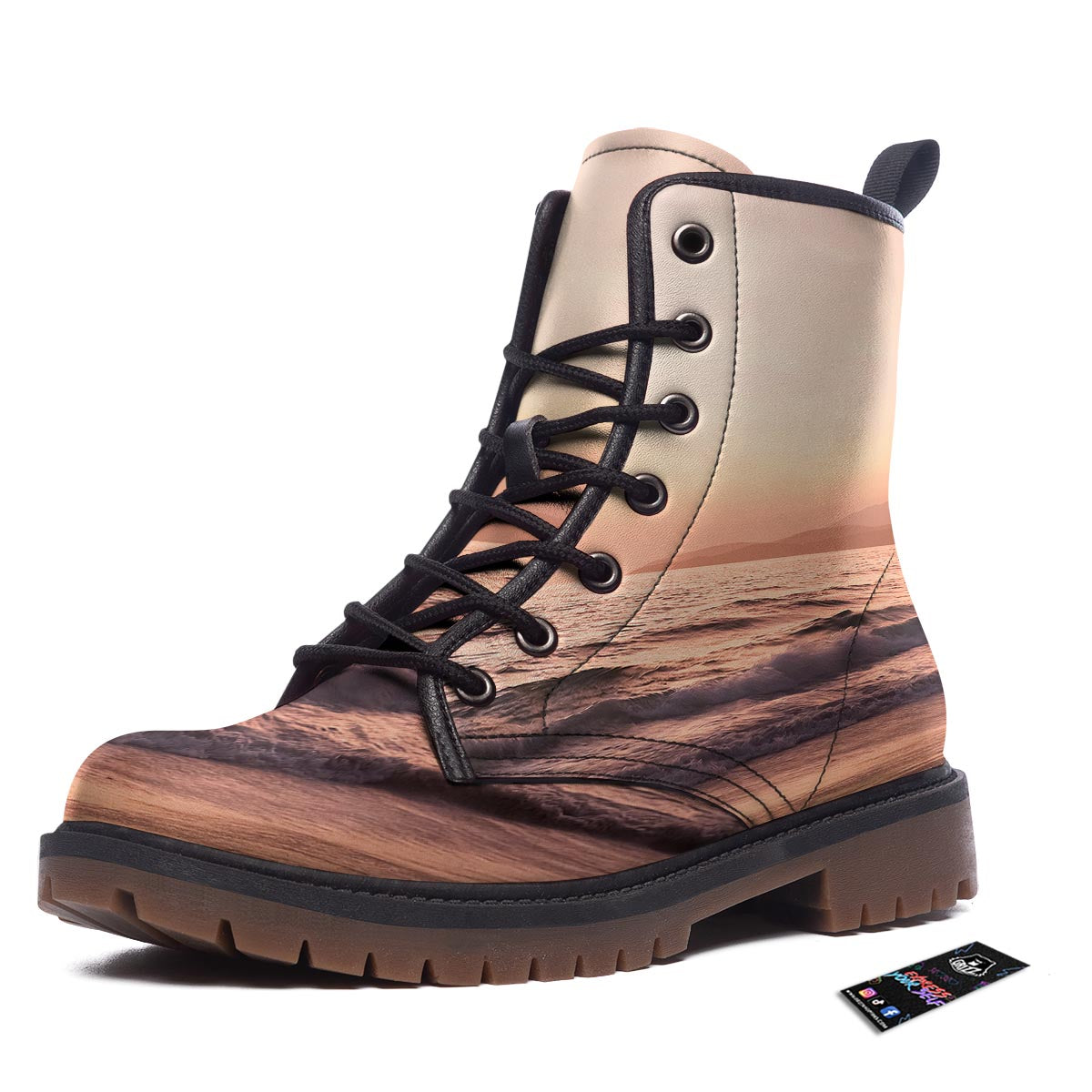 Wave Sunrise Print Work Boots-grizzshop