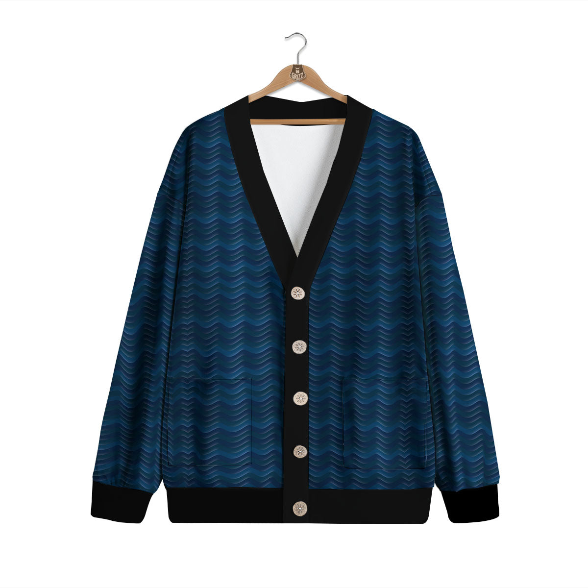 Wave Surfing Deep Sea Print Pattern Cardigan-grizzshop