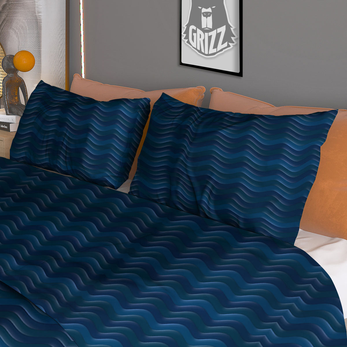 Wave Surfing Deep Sea Print Pattern Duvet Cover Bedding Set