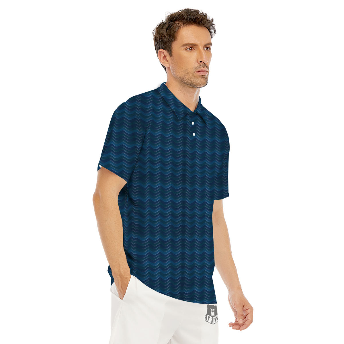 Wave Surfing Deep Sea Print Pattern Men's Golf Shirts-grizzshop