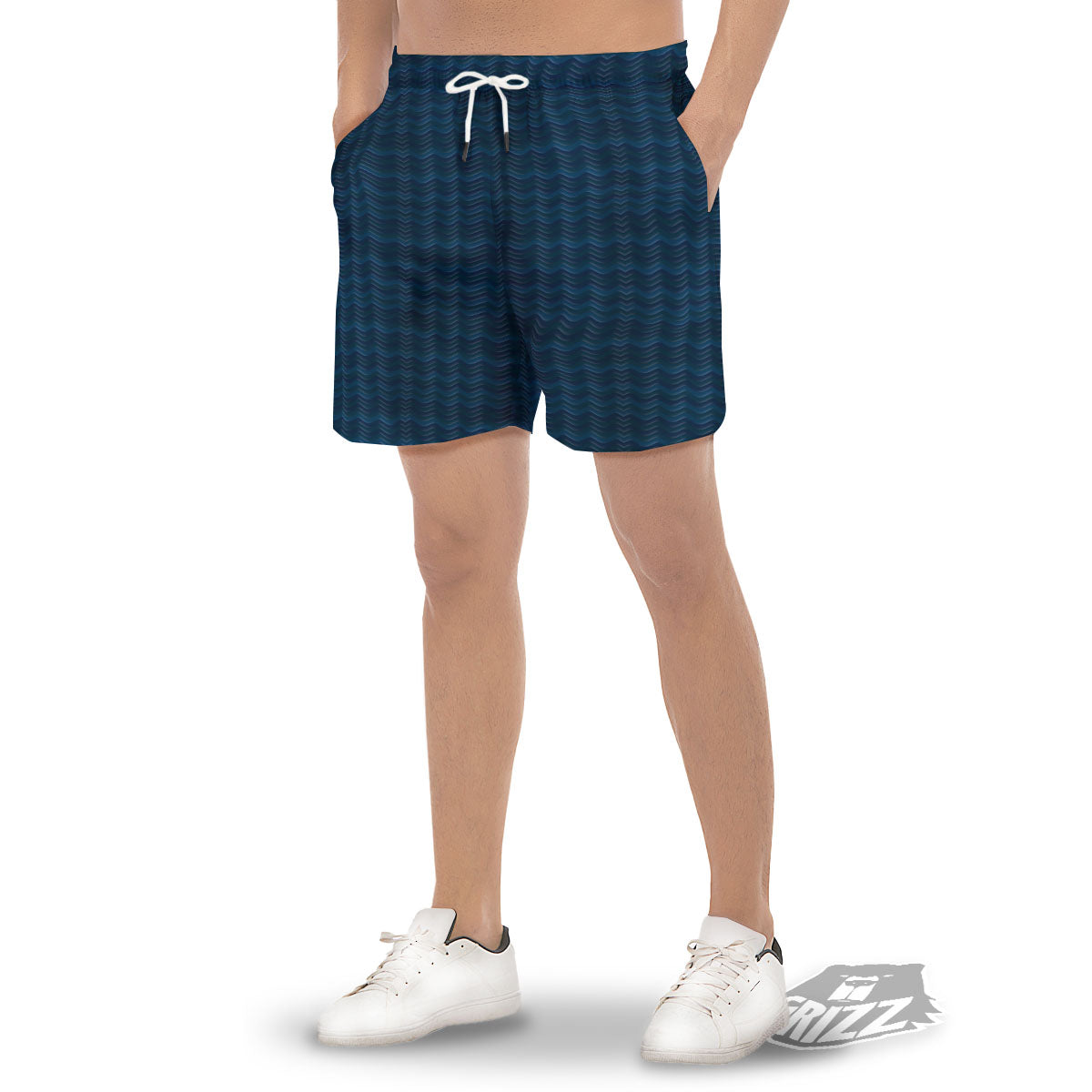 Wave Surfing Deep Sea Print Pattern Men's Gym Shorts-grizzshop