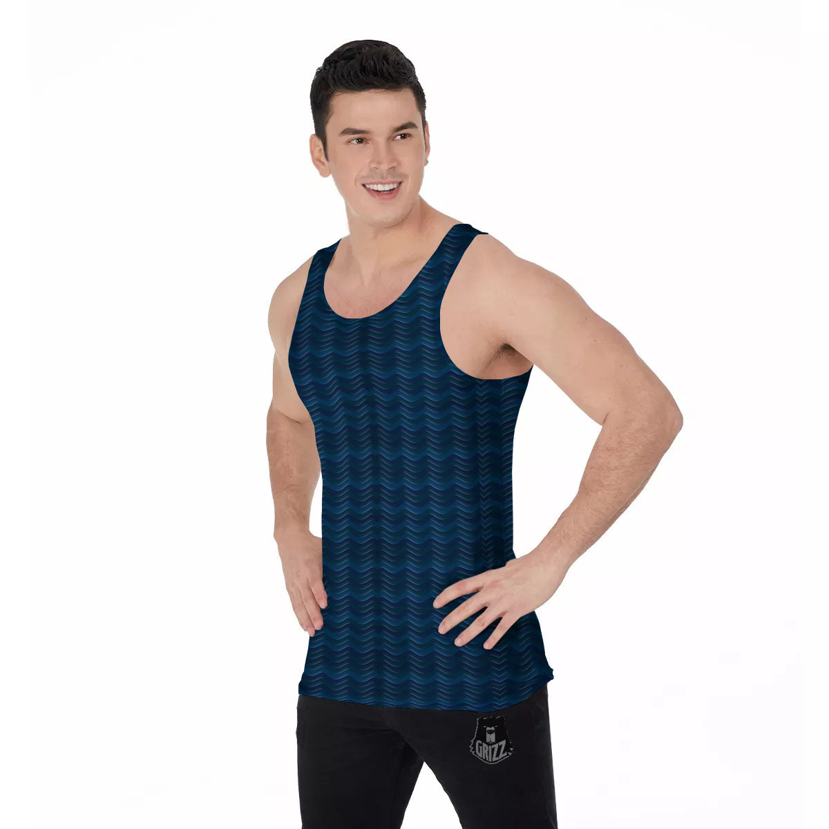 Wave Surfing Deep Sea Print Pattern Men's Tank Top-grizzshop