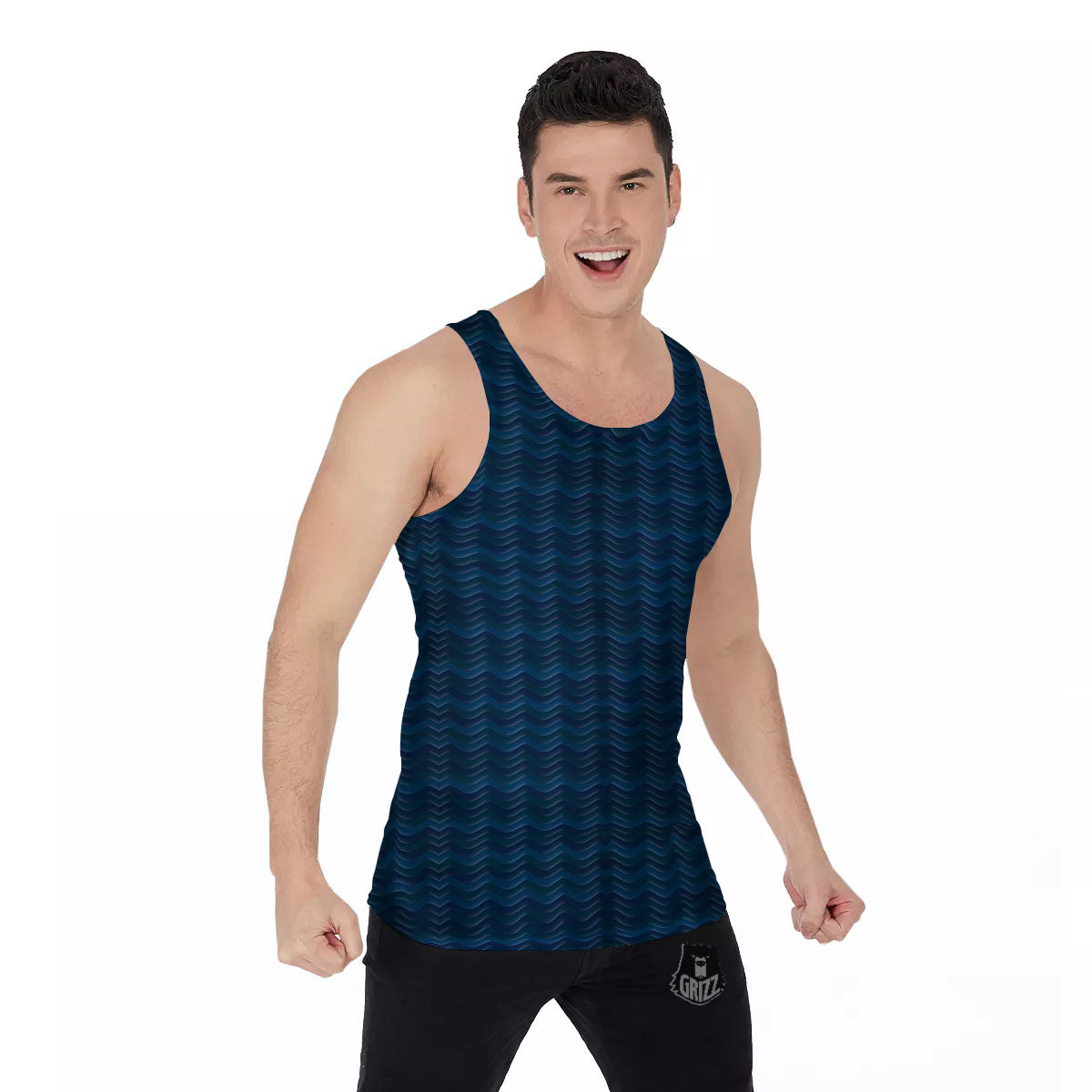 Wave Surfing Deep Sea Print Pattern Men's Tank Top-grizzshop