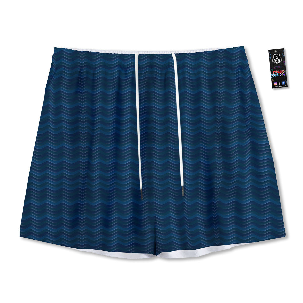 Wave Surfing Deep Sea Print Pattern Mesh Shorts