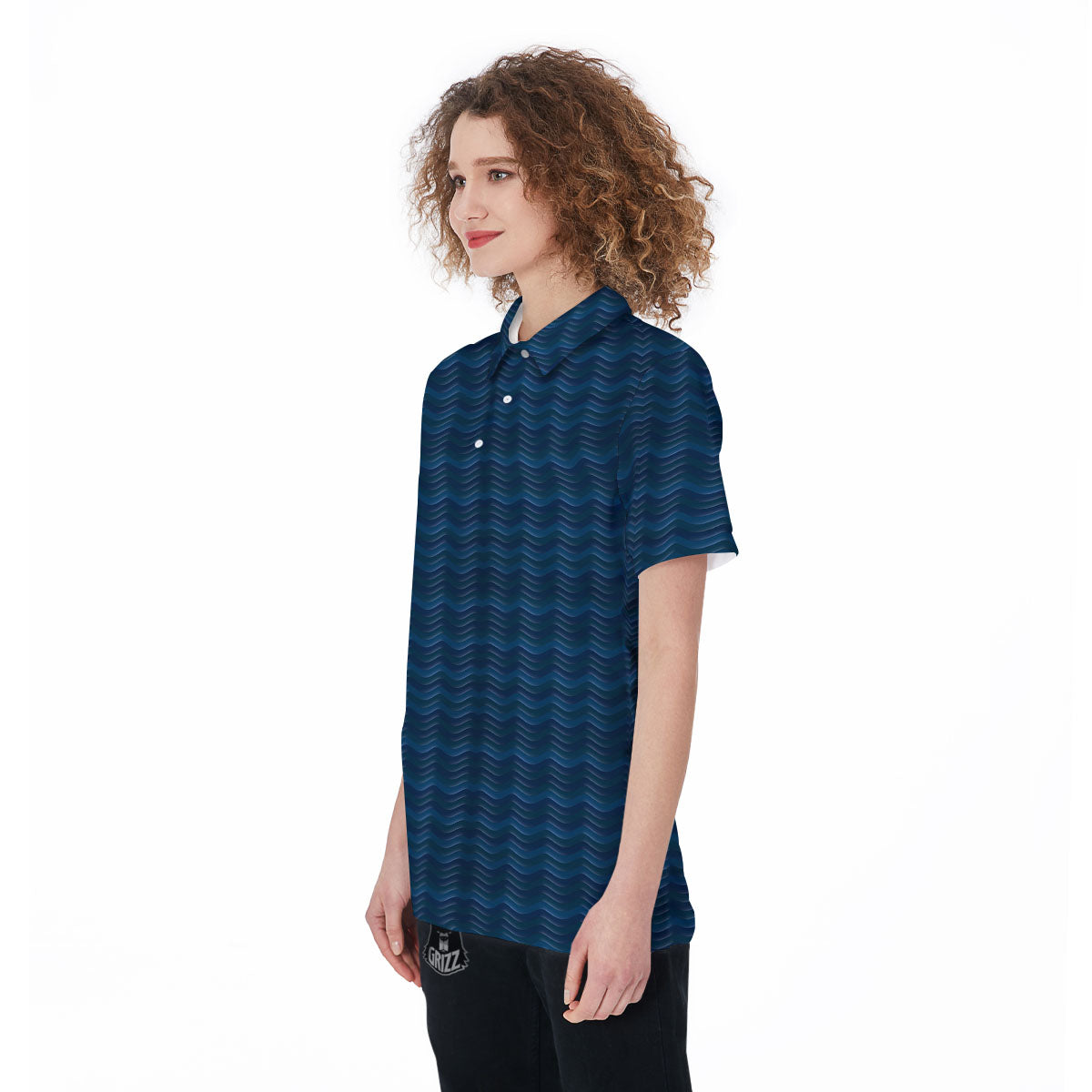 Wave Surfing Deep Sea Print Pattern Women's Golf Shirts-grizzshop