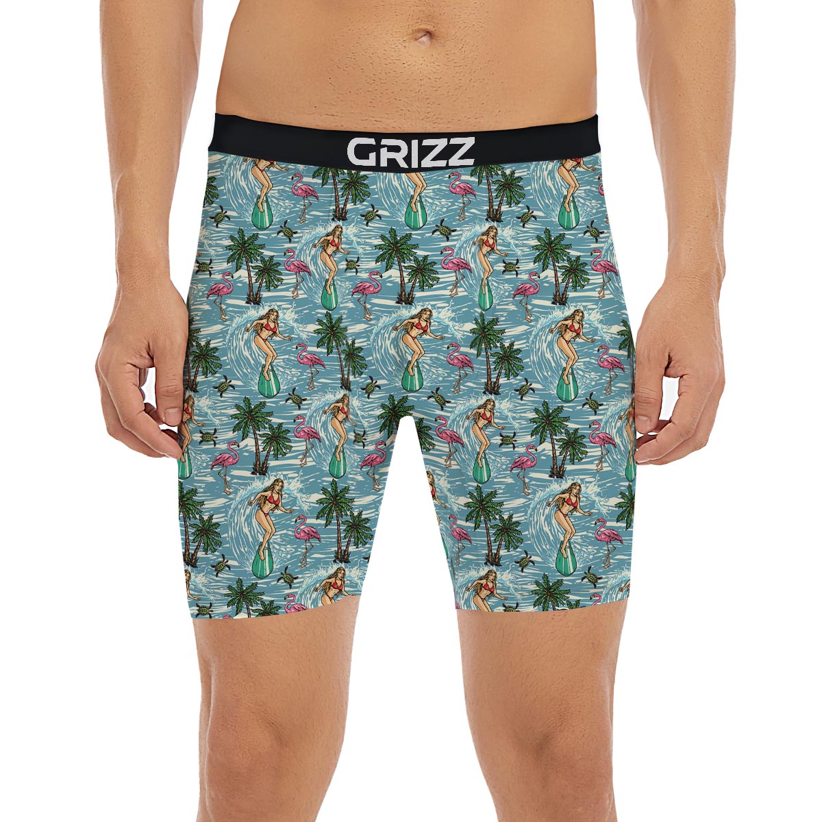 Wave Surfing Print Pattern Boxer Briefs-grizzshop