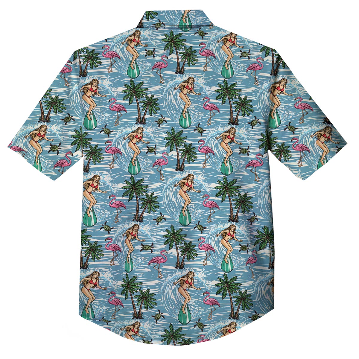 Wave Surfing Print Pattern Button Up Shirt-grizzshop